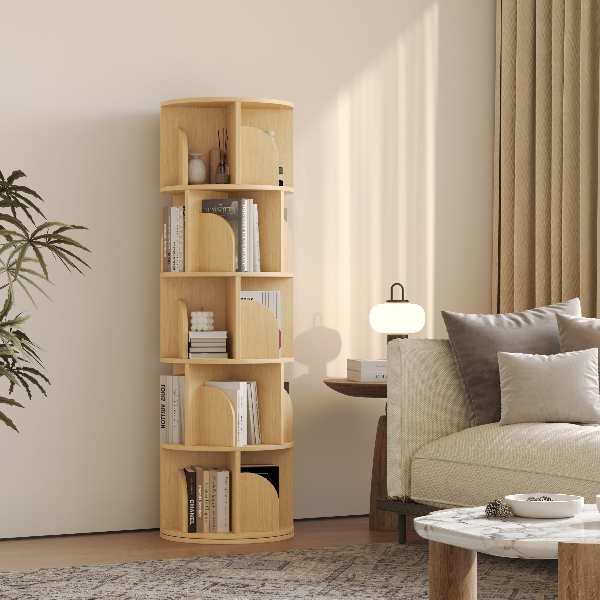 OMelody Rotating Bookshelf 360 Degree Storage Rack