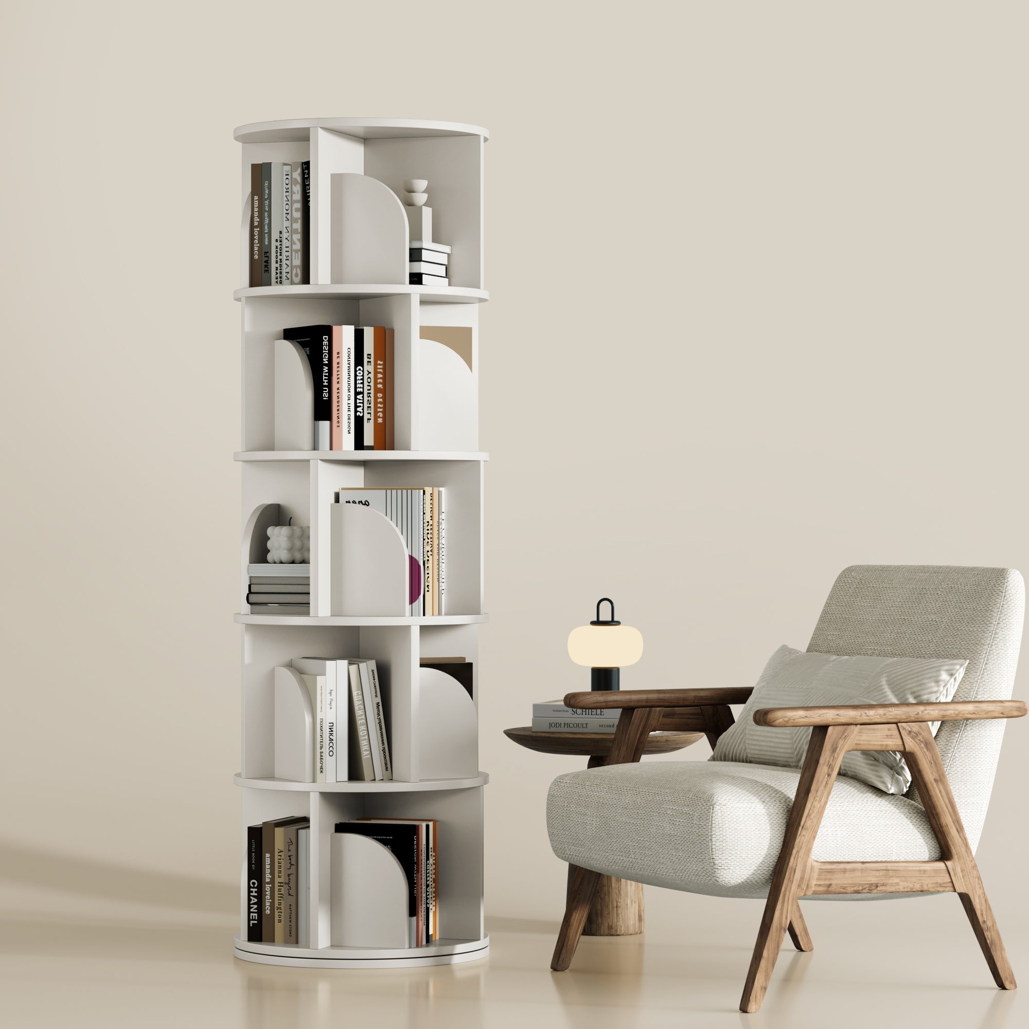 OMelody Rotating Bookshelf 360 Degree Storage Rack