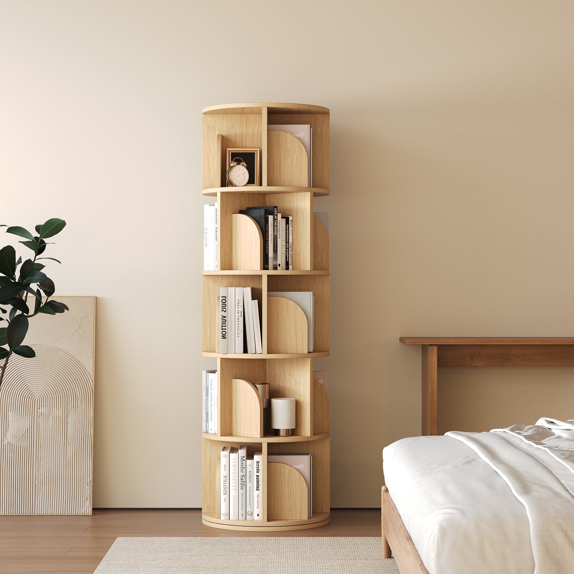 OMelody Rotating Bookshelf 360 Degree Storage Rack