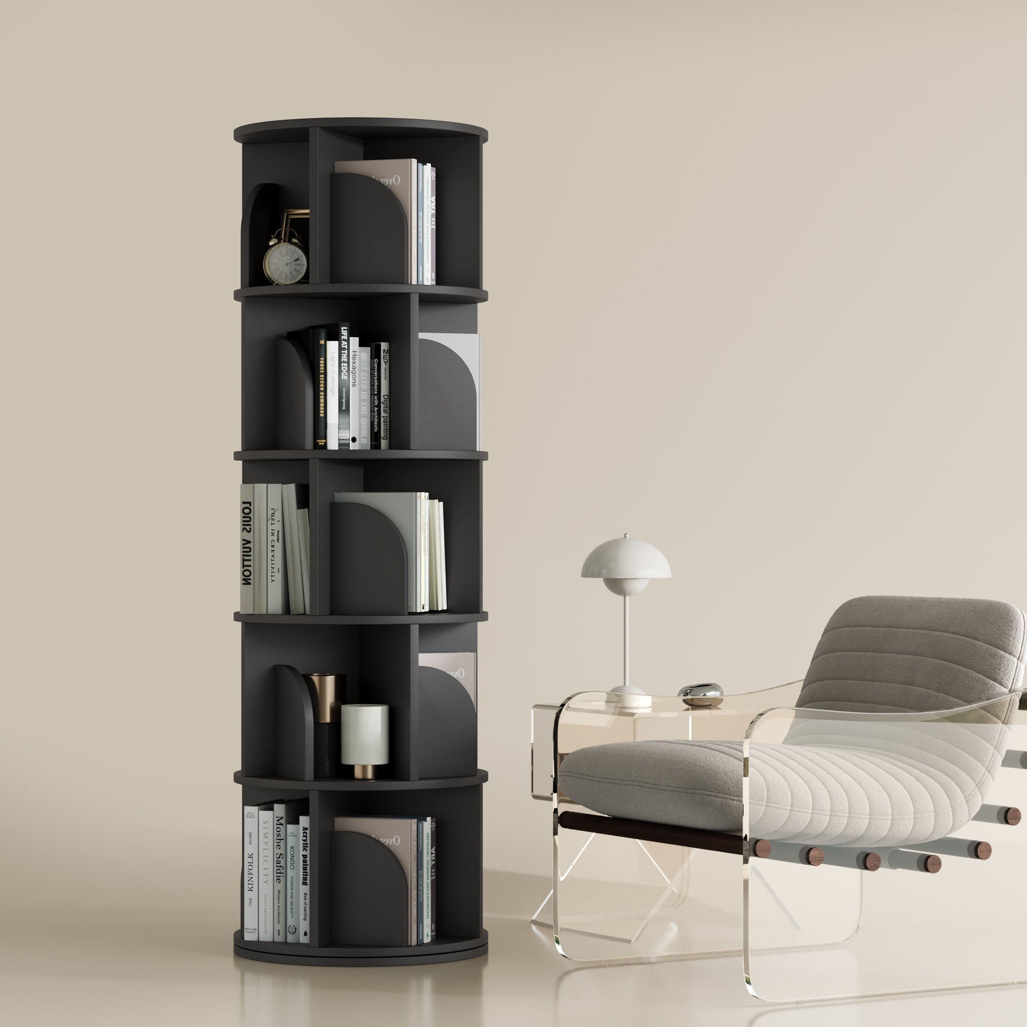 OMelody Rotating Bookshelf 360 Degree Storage Rack