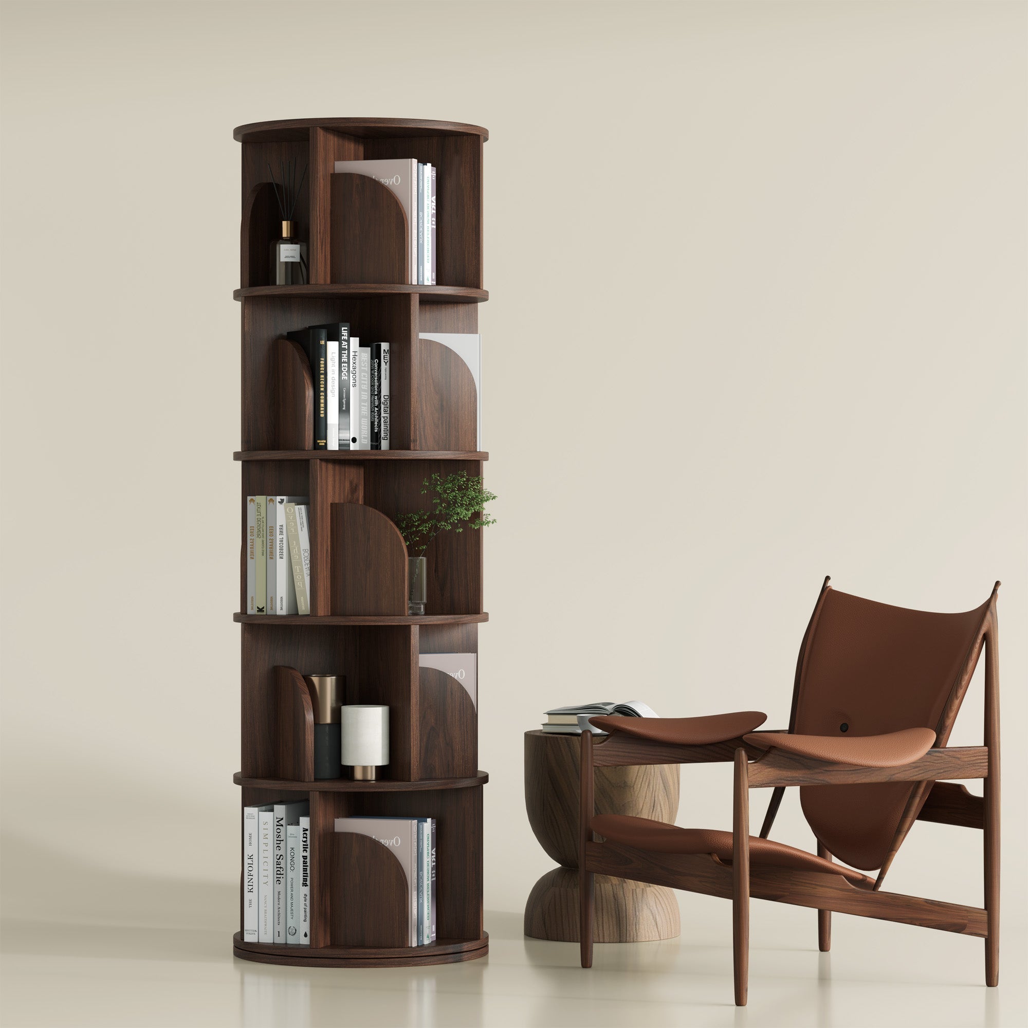 OMelody Rotating Bookshelf 360 Degree Storage Rack