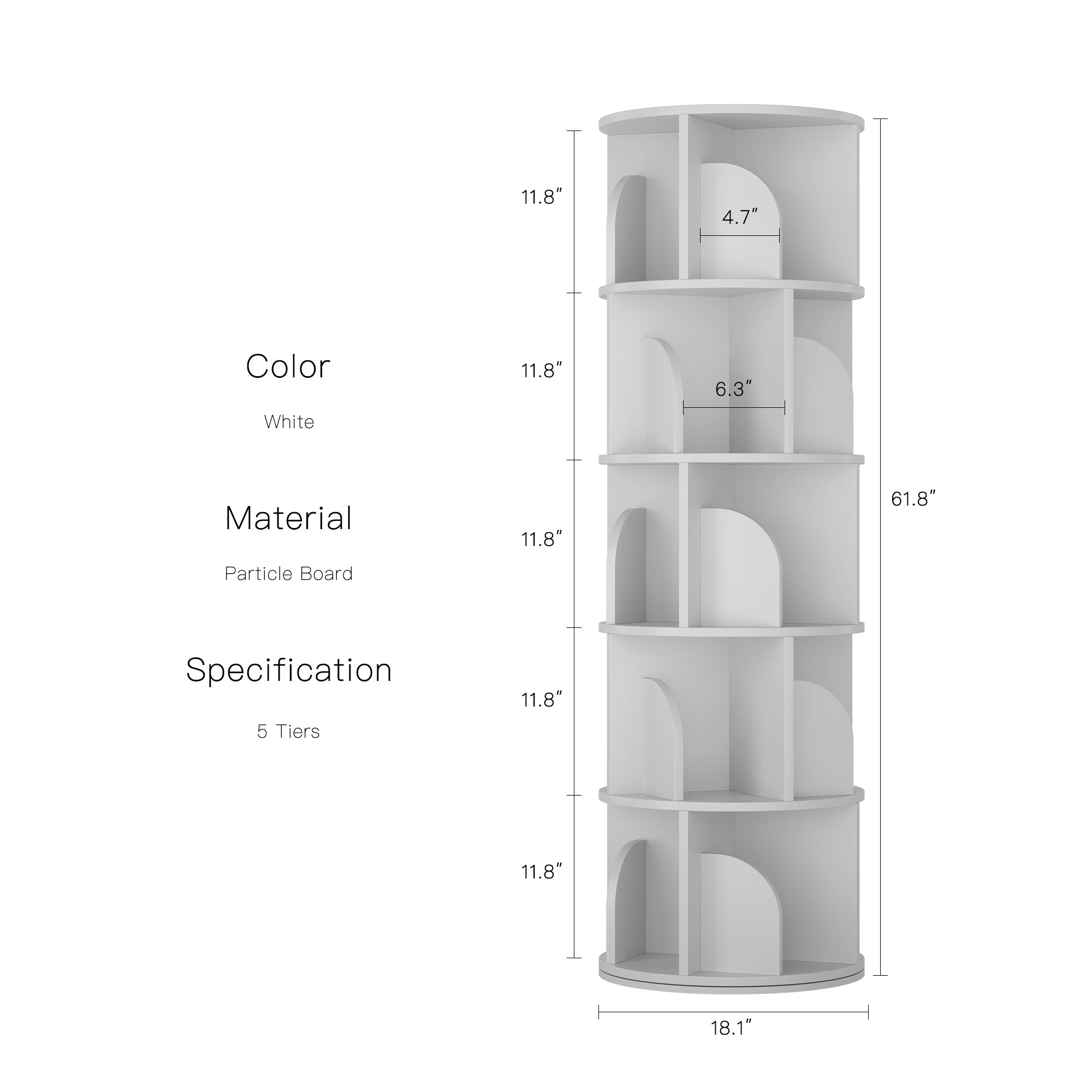 OMelody Rotating Bookshelf 360 Degree Storage Rack