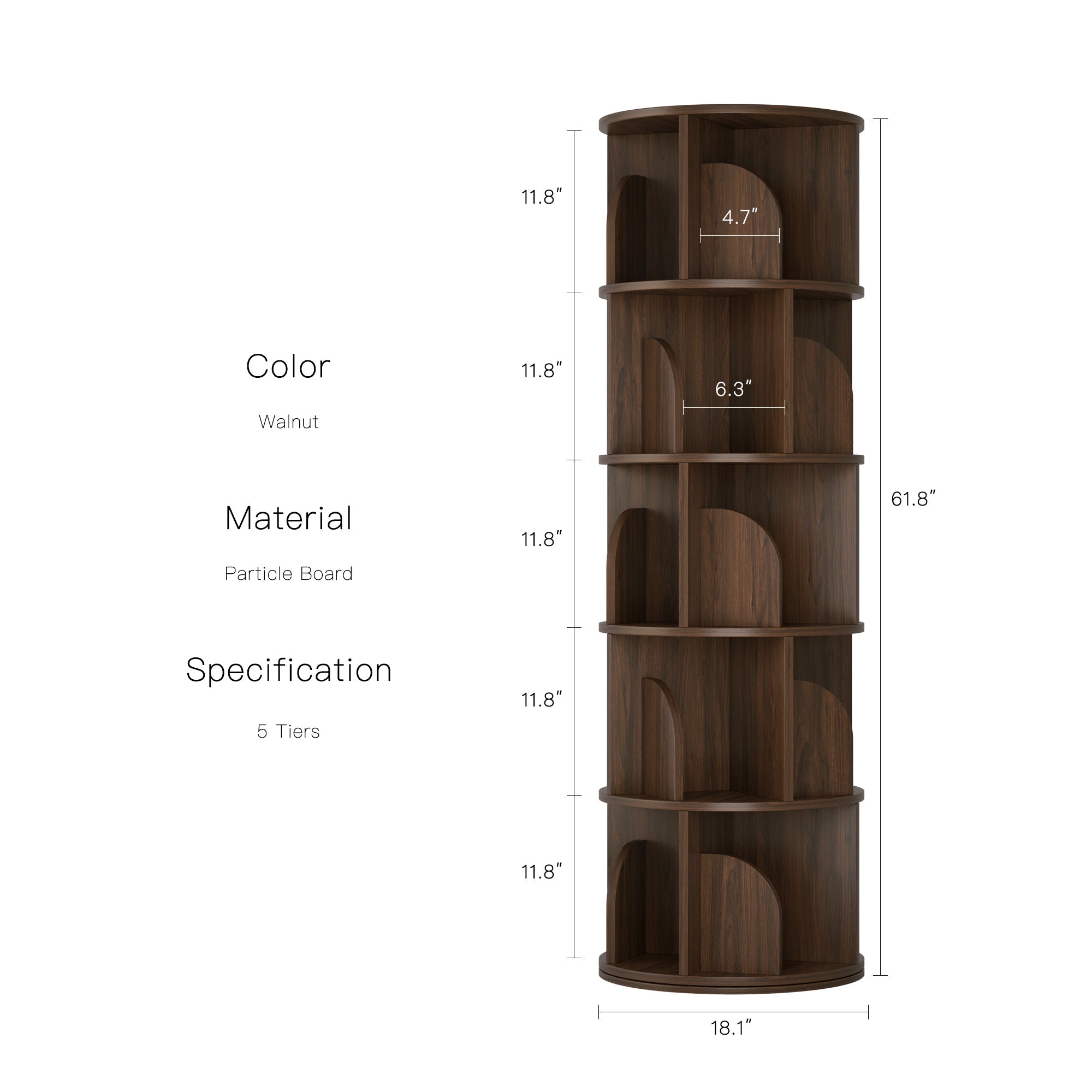 OMelody Rotating Bookshelf 360 Degree Storage Rack