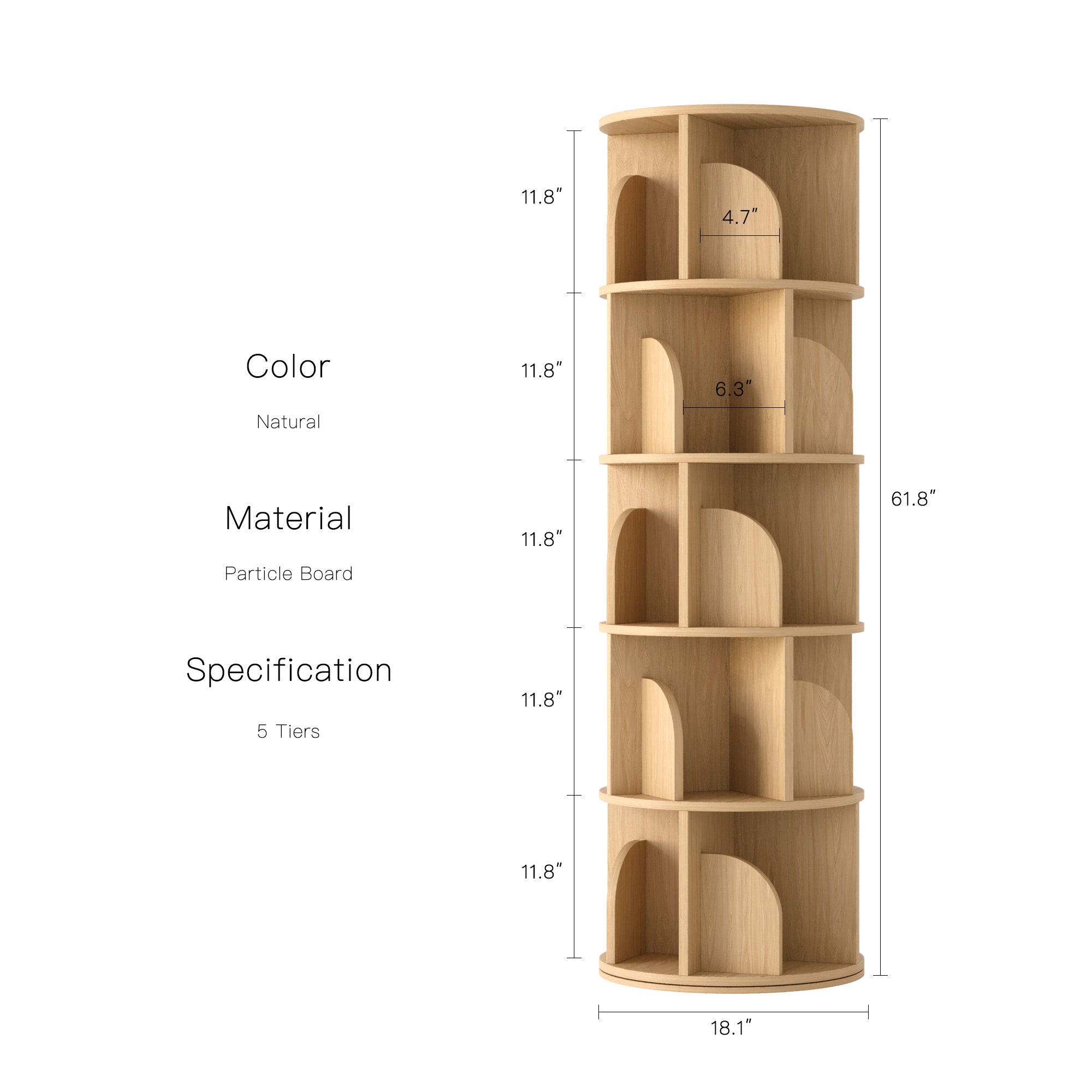 OMelody Rotating Bookshelf 360 Degree Storage Rack