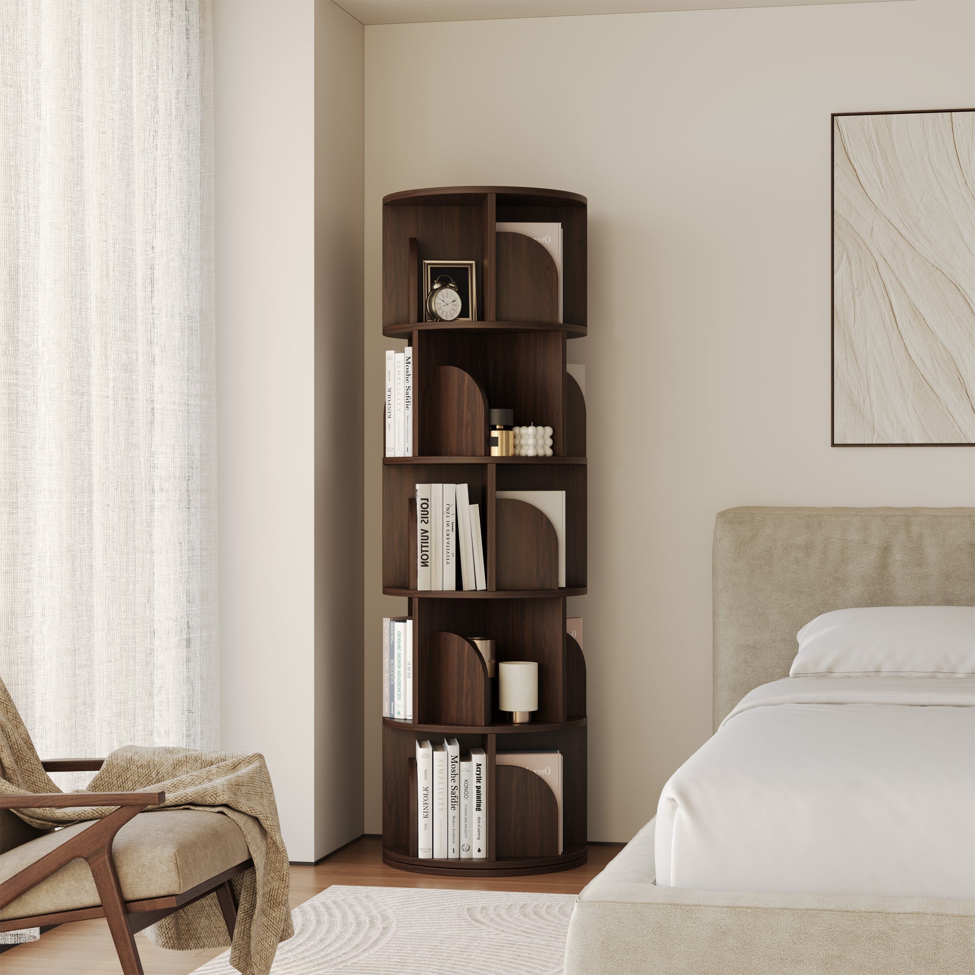 OMelody Rotating Bookshelf 360 Degree Storage Rack