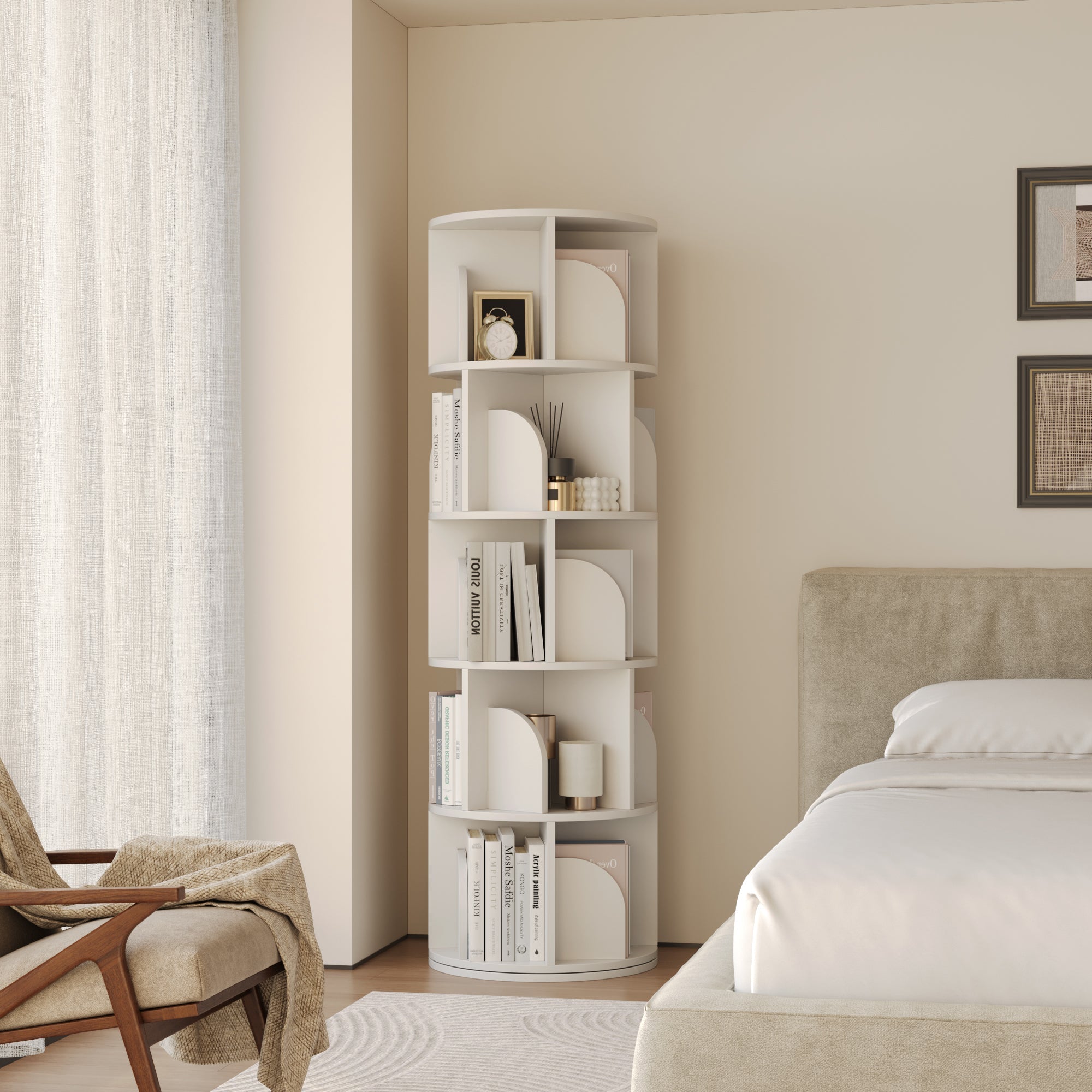 OMelody Rotating Bookshelf 360 Degree Storage Rack