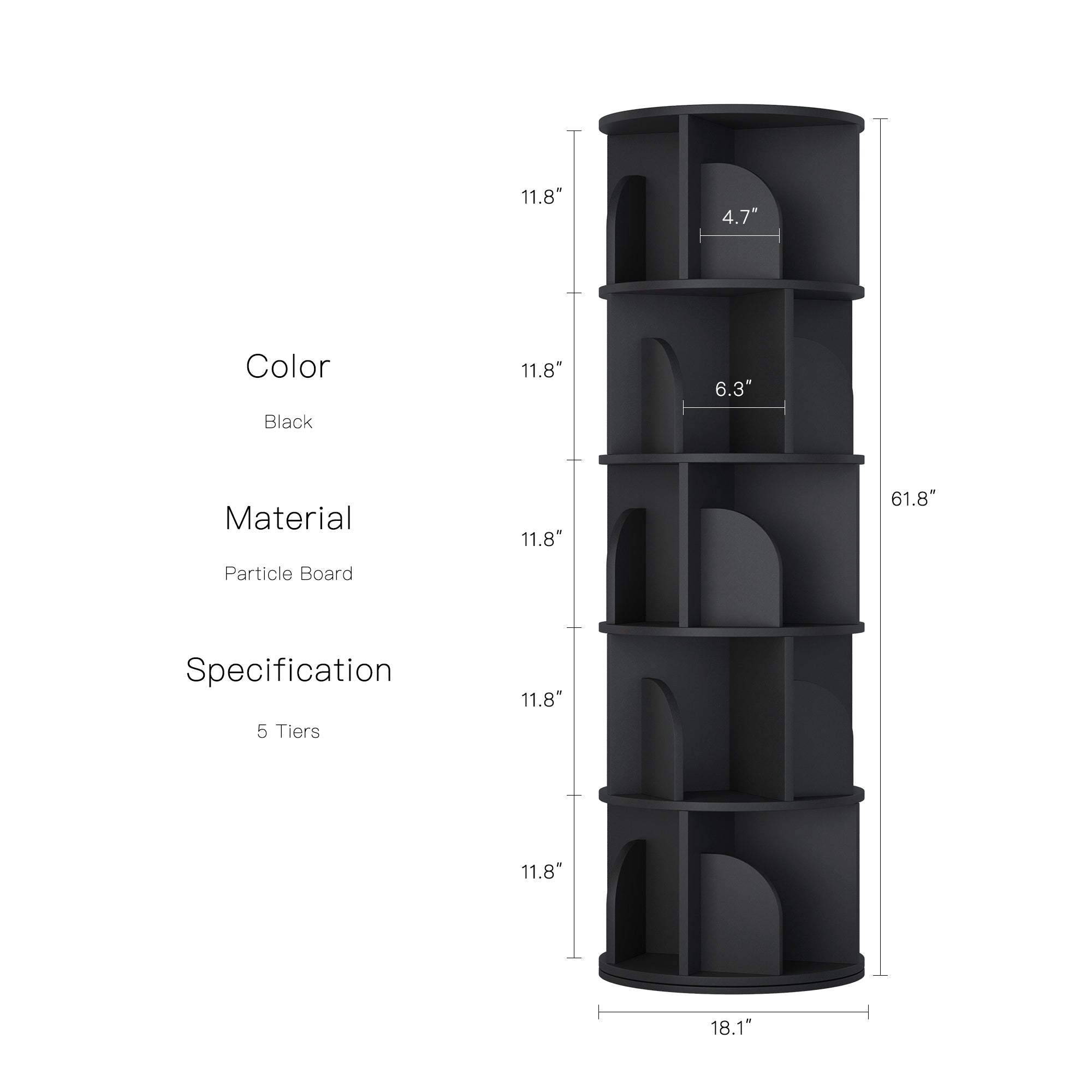 OMelody Rotating Bookshelf 360 Degree Storage Rack
