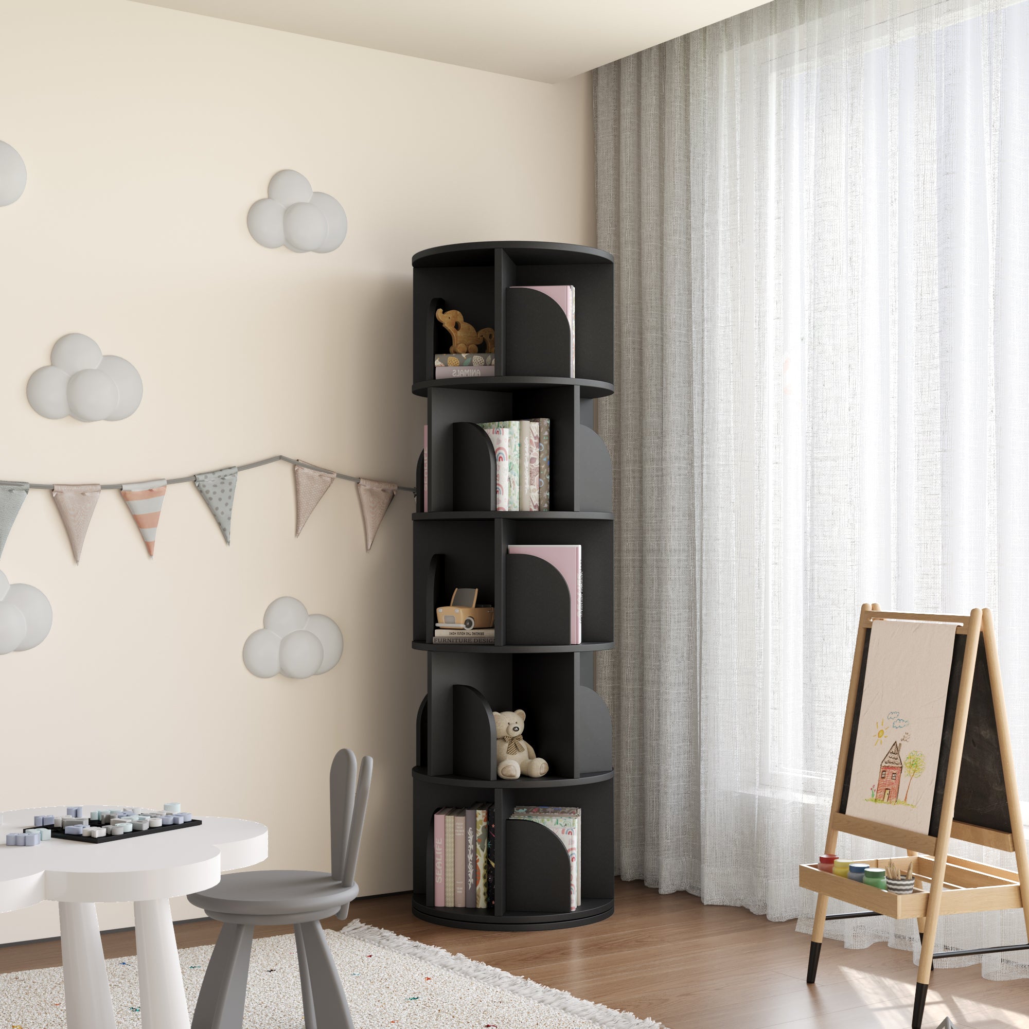 OMelody Rotating Bookshelf 360 Degree Storage Rack