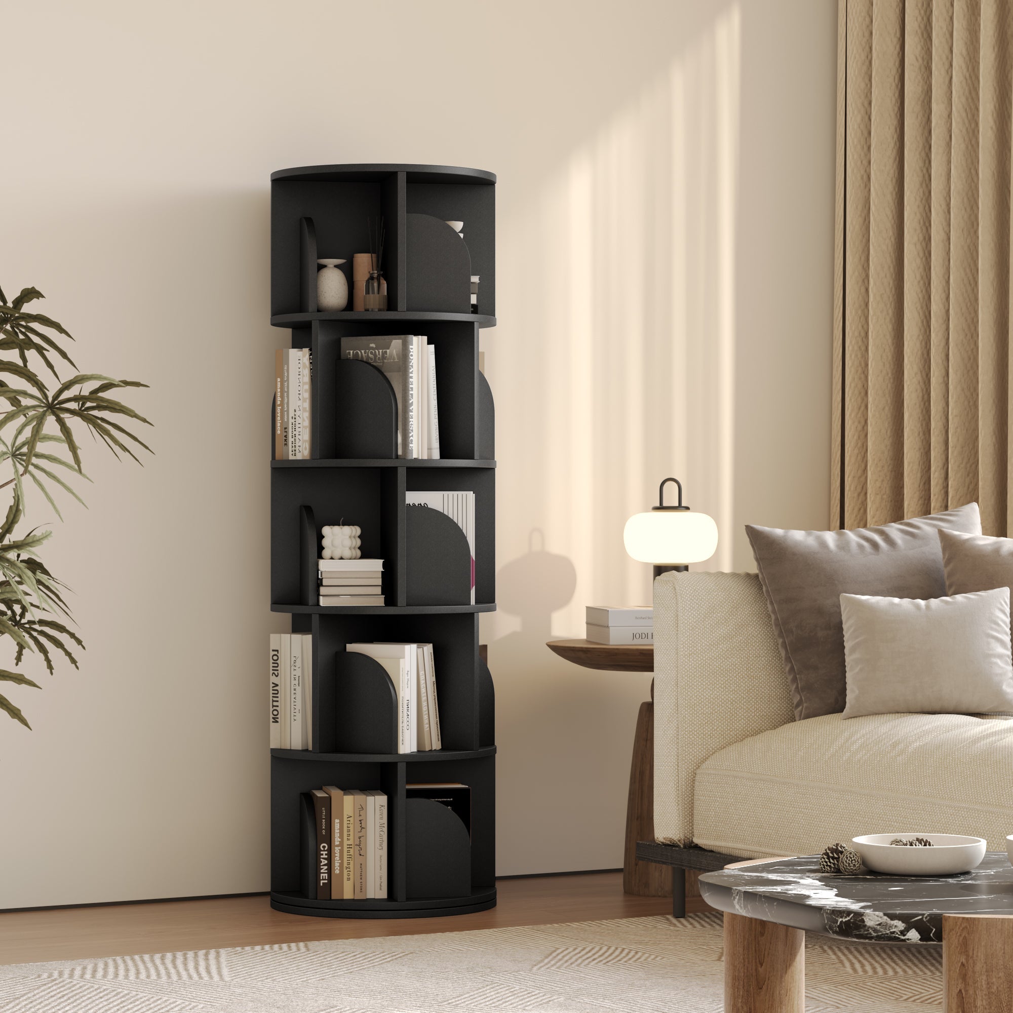 OMelody Rotating Bookshelf 360 Degree Storage Rack