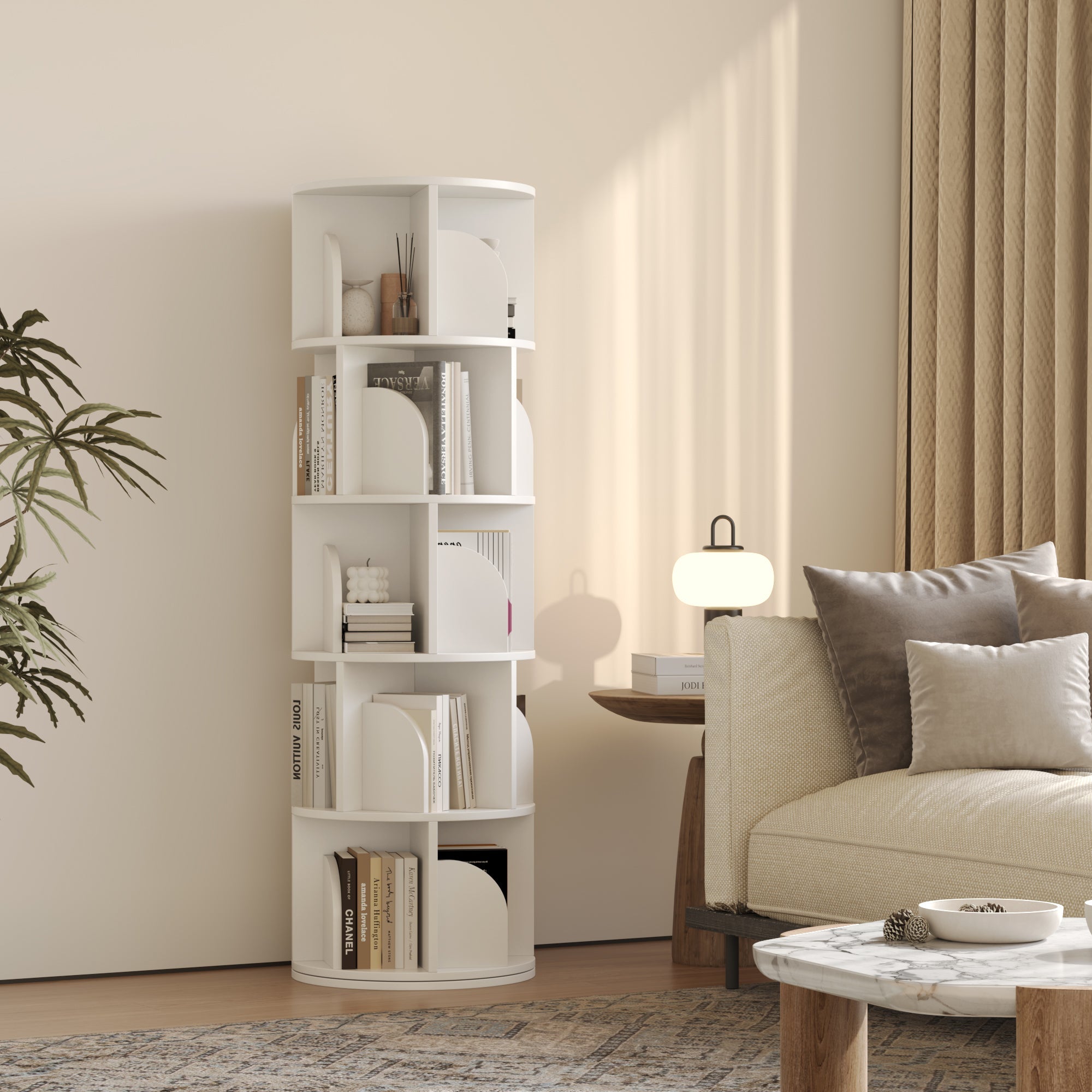 OMelody Rotating Bookshelf 360 Degree Storage Rack