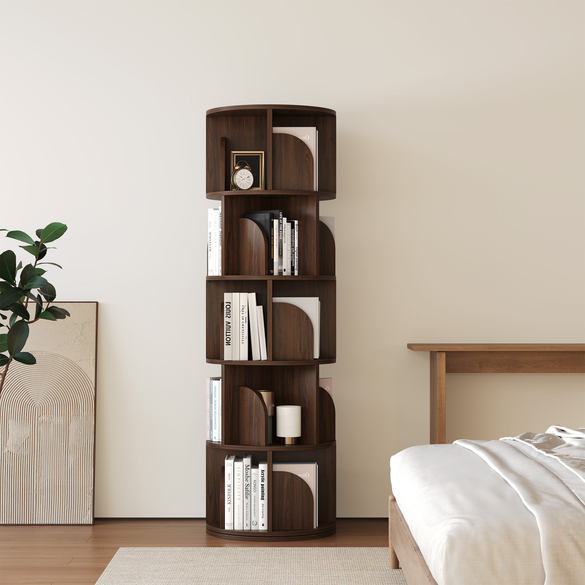OMelody Rotating Bookshelf 360 Degree Storage Rack