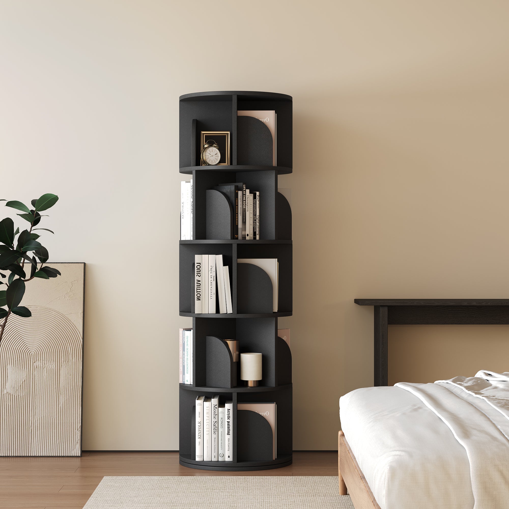 OMelody Rotating Bookshelf 360 Degree Storage Rack