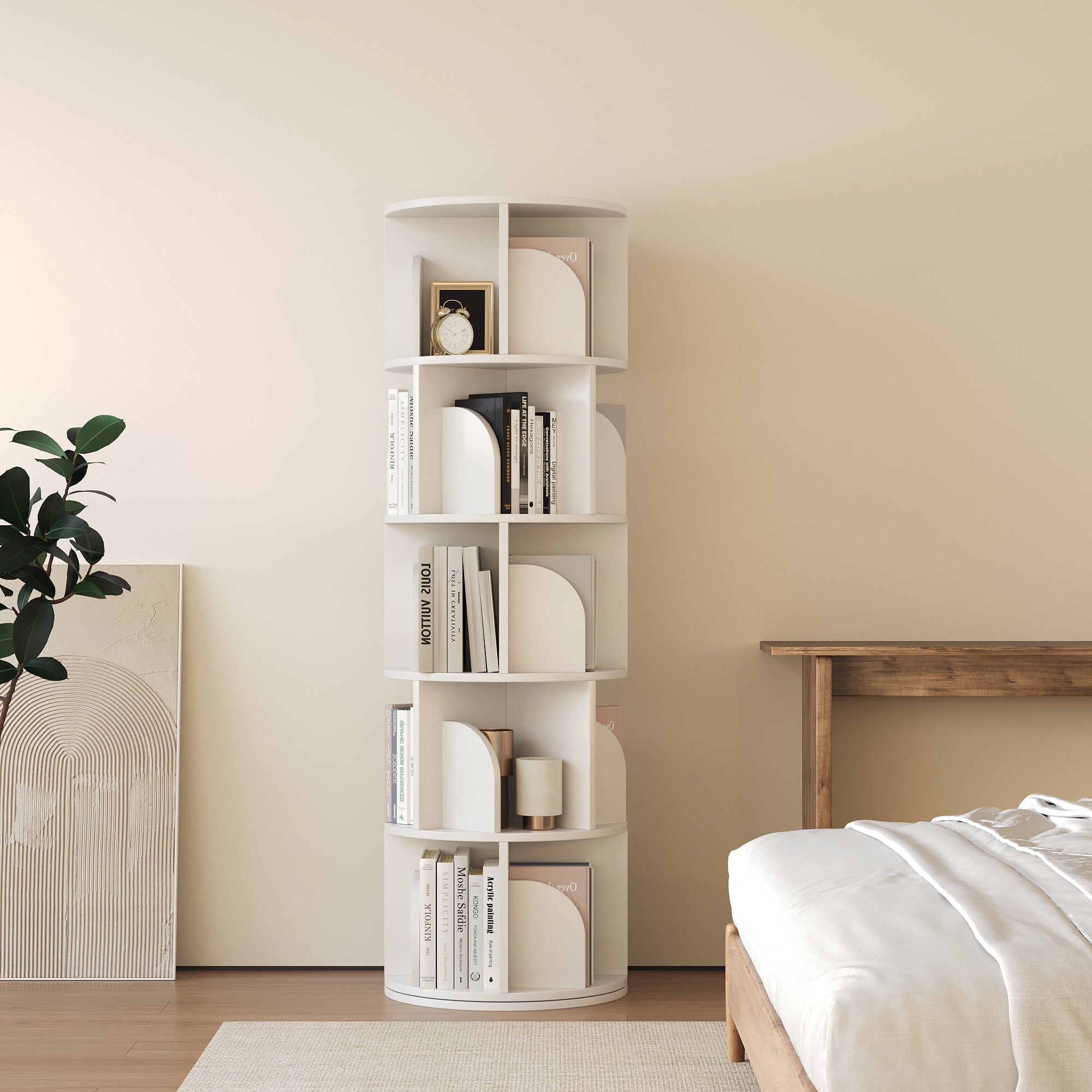 OMelody Rotating Bookshelf 360 Degree Storage Rack