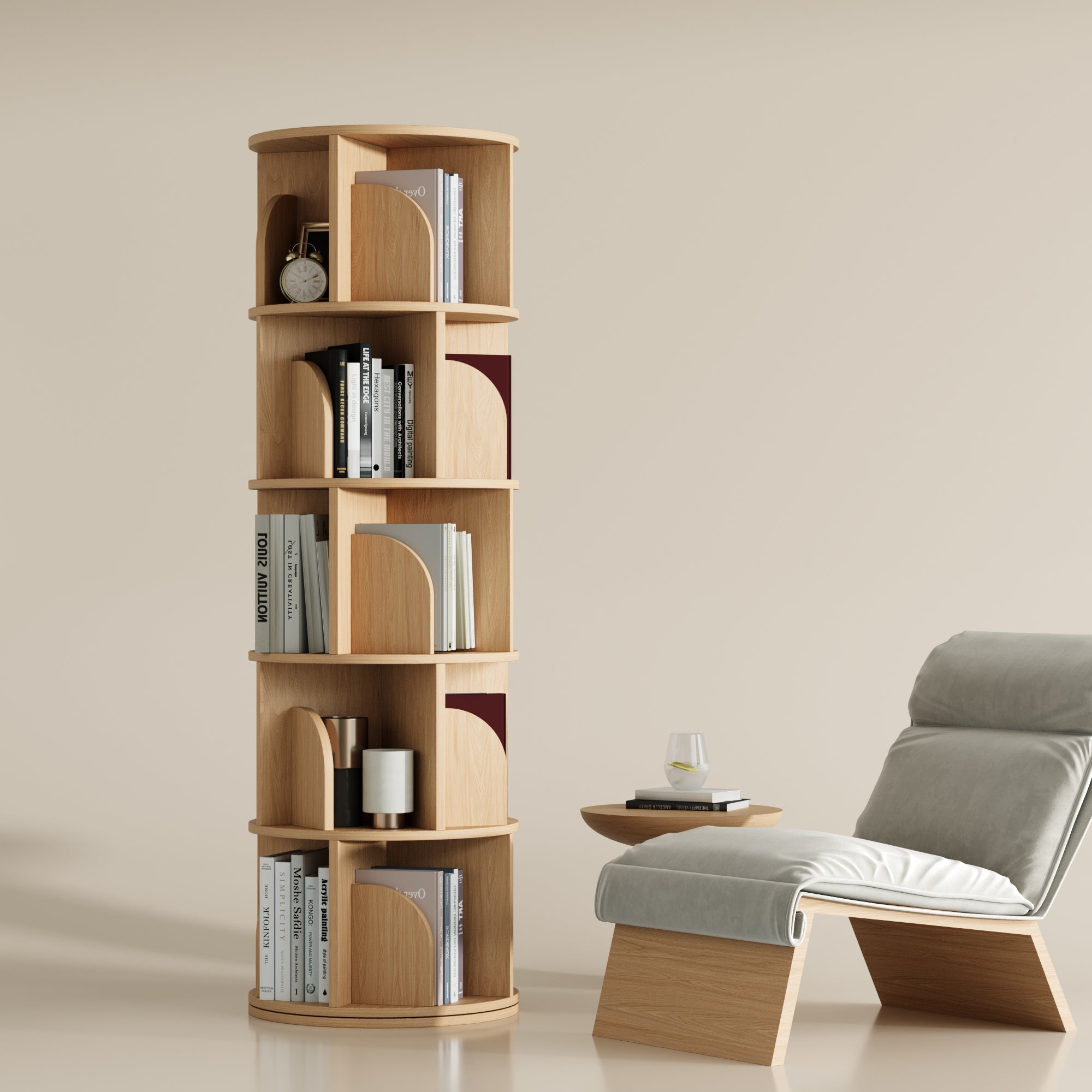 OMelody Rotating Bookshelf 360 Degree Storage Rack